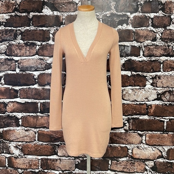 ARITZIA WILFRED FREE Dress Bodycon V-neck Long Sleeves Stretchy Size XS - Picture 7 of 16